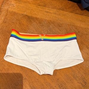 Versace White Swimwear with Multicolor Waistband